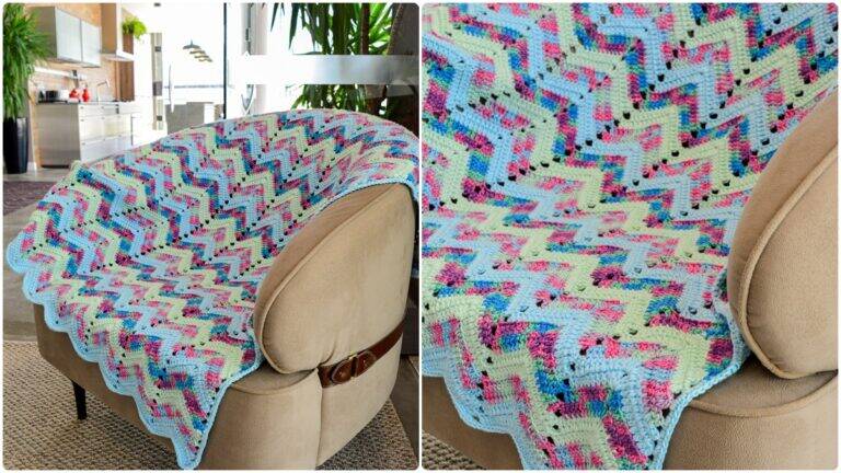 Manta de Crochê Chevron: Uma Peça Linda e Aconchegante!