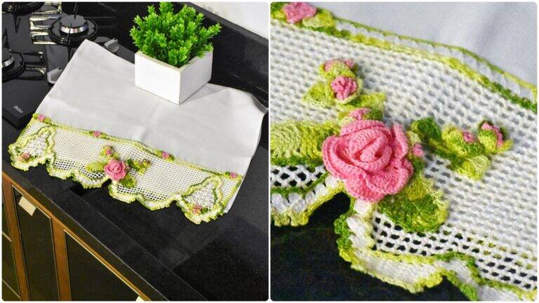 Pano de Prato em Crochê Rosa: Aprenda a Fazer o Seu!
