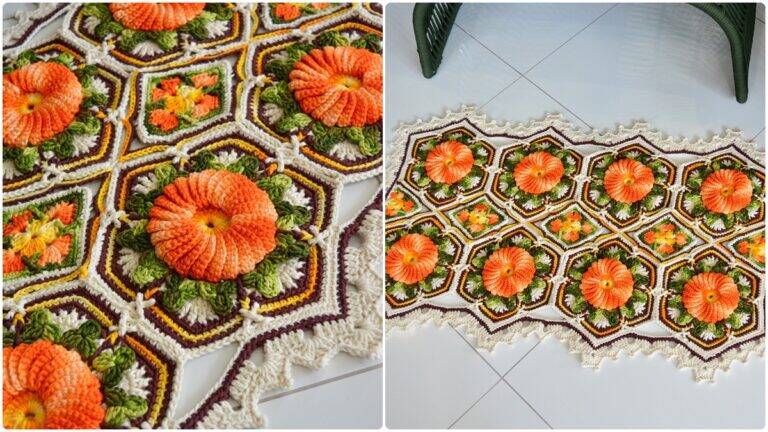 Tapete de Crochê Azulejos Floridos: Um Modelo Vibrante!