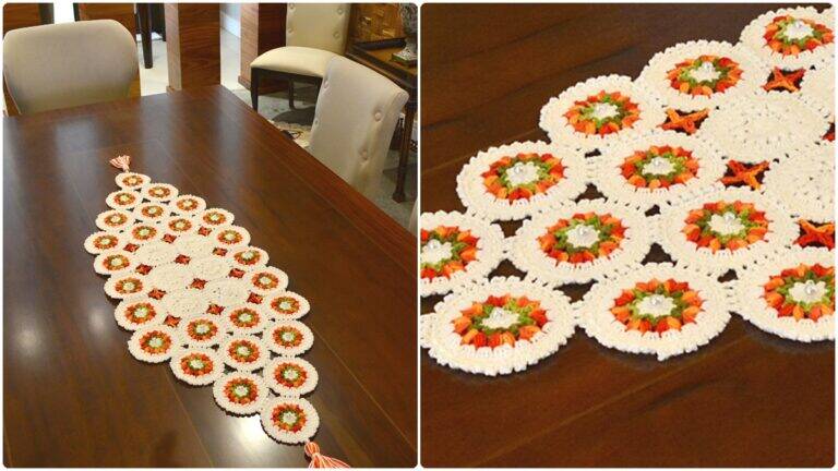 Trilho de Mesa em Crochê Pitanga: Modelo Lindo e Simples!