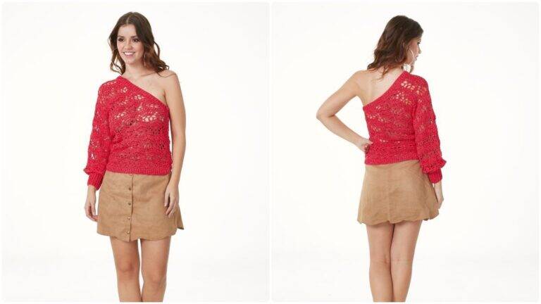Blusa de Crochê com Um Ombro Só: Toque Elegante e Charmoso!