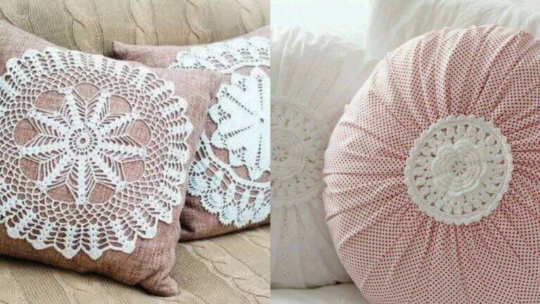 Almofadas de Crochê e Tecido com Gráficos para Adicionar Charme a Sua Decoração
