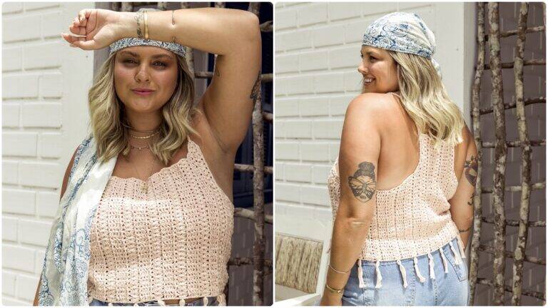 Blusinha de Crochê Chantilly: Charme Artesanal e Frescor!