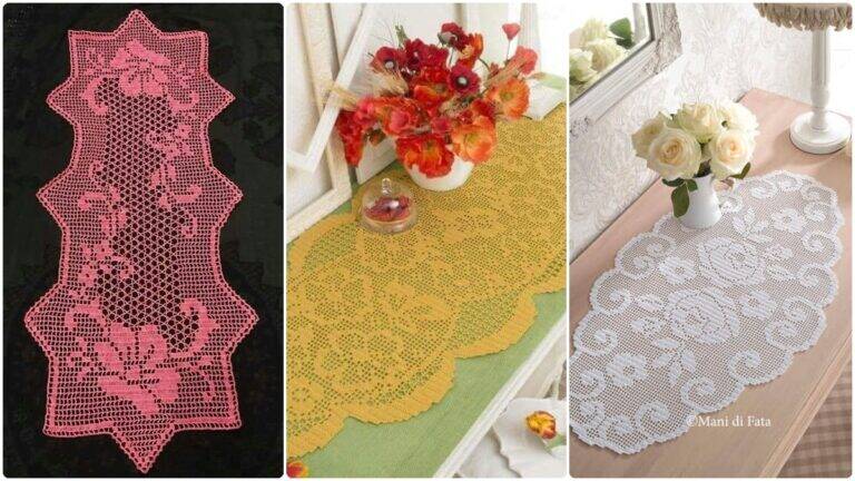 Encontre 15 Caminhos de Mesa em Crochê e Seus Gráficos!