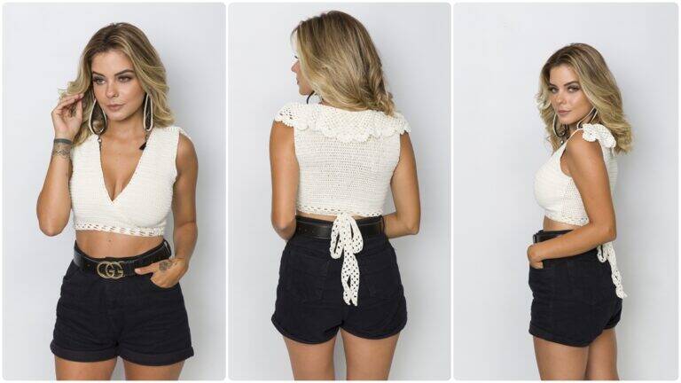 Cropped de Crochê Onda: Charme e Elegância no Verão!