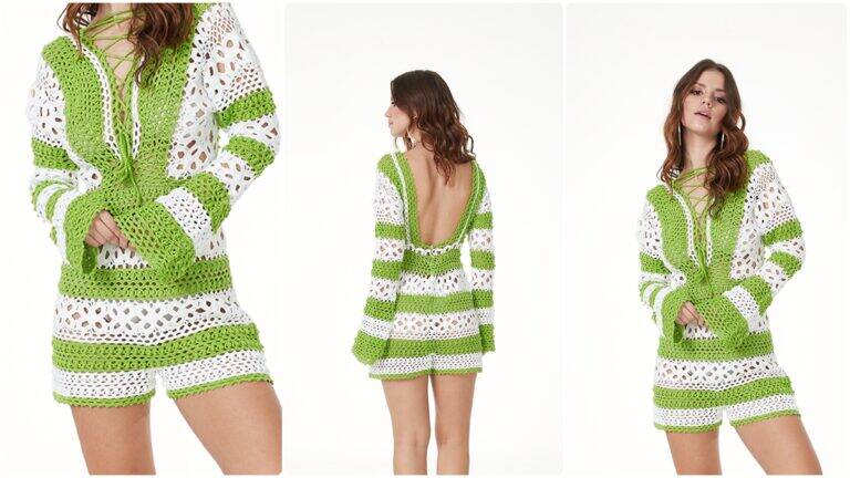 Macaquinho de Crochê Verde e Branco: Projeto Lindo e Charmoso!
