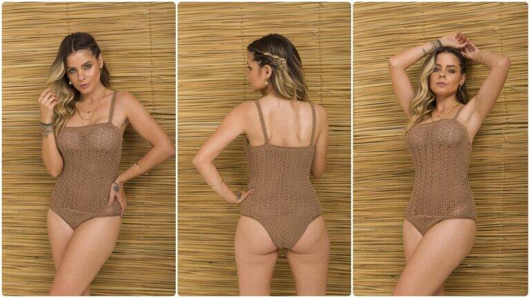 Maiô de Crochê Amêndoa: Peça Linda Para os Dias de Praia!