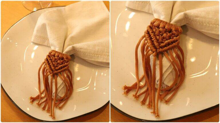 Porta-Guardanapo em Macramê Cobre: Elegância na Mesa!