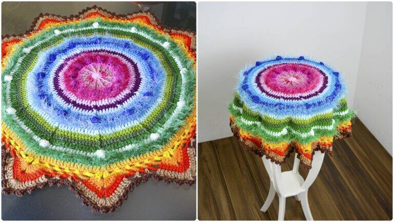 Toalha de Mesa em Crochê Arco-Íris: Modelo Lindo e Charmoso!