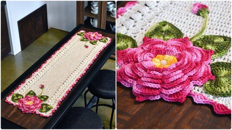 Trilho de Mesa em Crochê Rosa: Como Fazer o Seu?