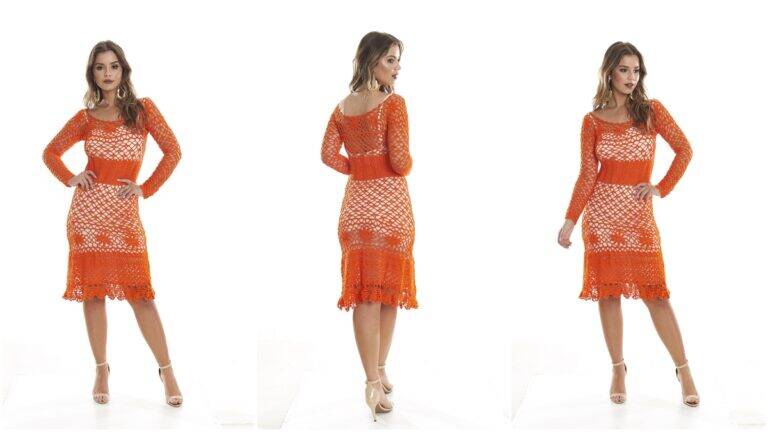 Vestido de Crochê Laranja: Um Modelo Lindo e Charmoso!