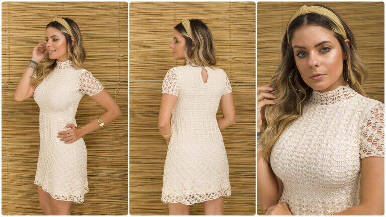 Vestido de Crochê Curto: Modelo Lindo e Elegante!