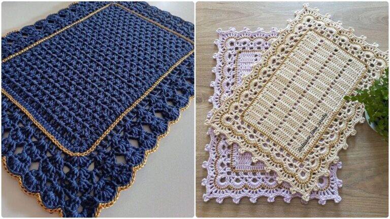 21 Sousplats de Crochê Quadrado de Luxo para uma Mesa Sofisticada