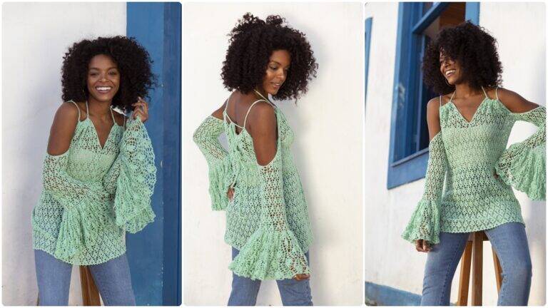 Bata de Crochê Neo Mint: Uma Peça Original para o seu Look!