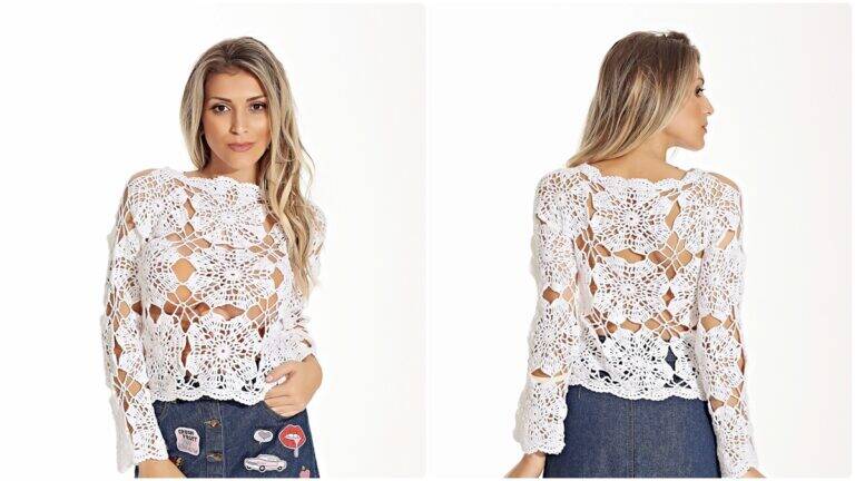 Blusa de Crochê Bela: Charme com Motivos Lindos!