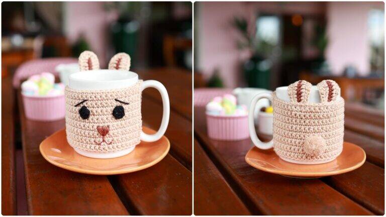 Capa de Crochê para Caneca Coelho: Fofura na Sua Mesa!