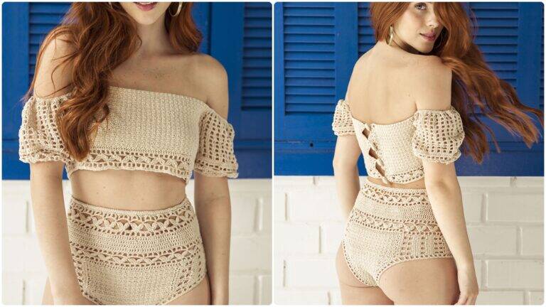 Conjunto de Crochê Top e Hot Pants: Crie Essas Peças Lindas!