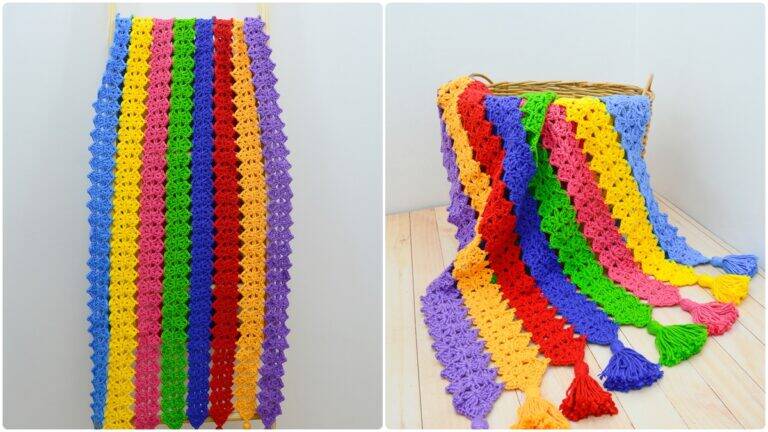 Peseira de Crochê Arco-Íris: Cor e Conforto para Decoração!