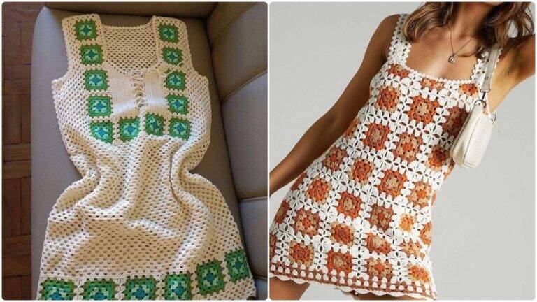 Vestidos de Crochê com Squares: Elegância e Versatilidade Artesanal