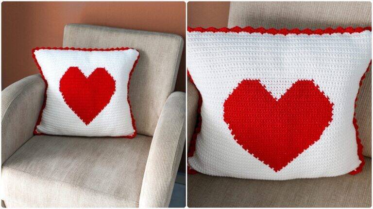 Almofada de Crochê Coração: Fofura e Amor Artesanal!