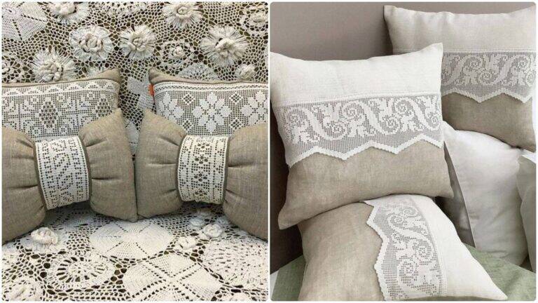 Almofadas de Crochê e Tecido: Uma Decoração Elegante!