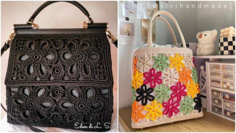 Bolsas de Crochê Floral: Beleza e Charme em Cada Detalhe!