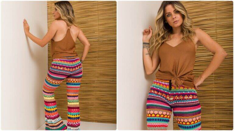 Calça de Crochê Colorida: Uma Peça Linda e Exclusiva!