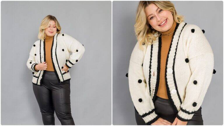 Casaco de Crochê Bicolor: Estilo e Elegância no Inverno!
