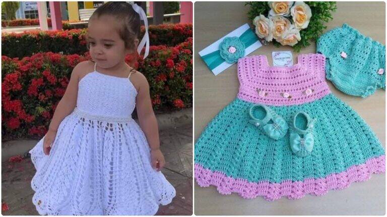Vestidinhos de Crochê Infantil com Gráficos: Encanto e Conforto!