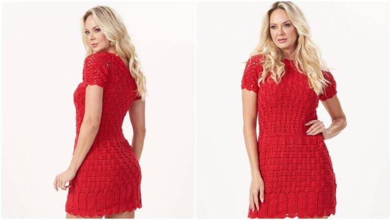 Vestido em Crochê Carmim: Uma Peça Elegante e Atraente!