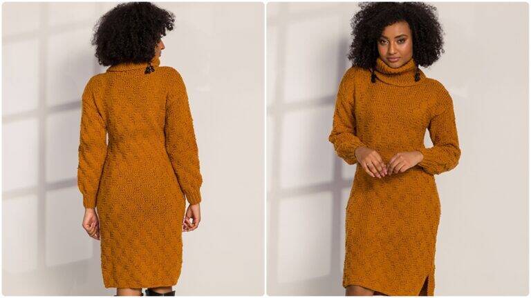 Vestido de Tricô com Gola para o Inverno: Peça Elegante!