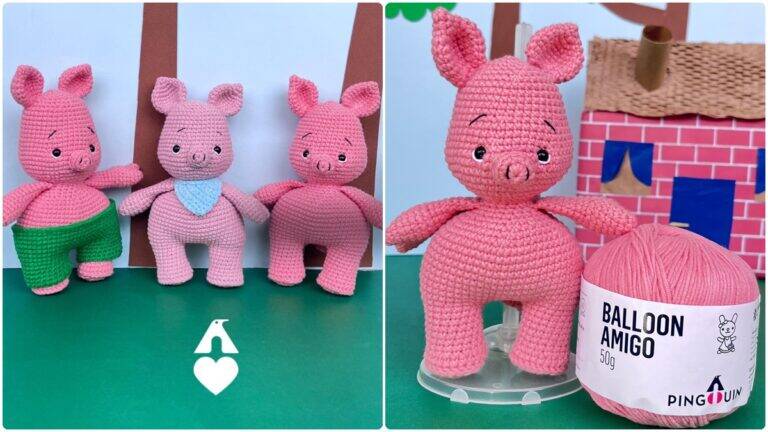 Amigurumi dos Três Porquinhos: Guia com Vídeo Aulas!