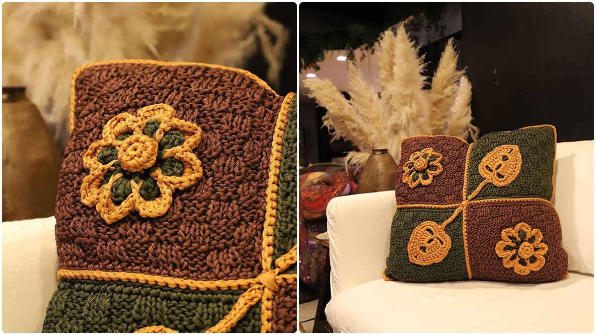 Almofada de Crochê com Squares Florais: Decoração Elegante!