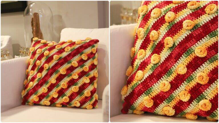 Almofada de Crochê Raio de Sol: Decoração que Encanta!