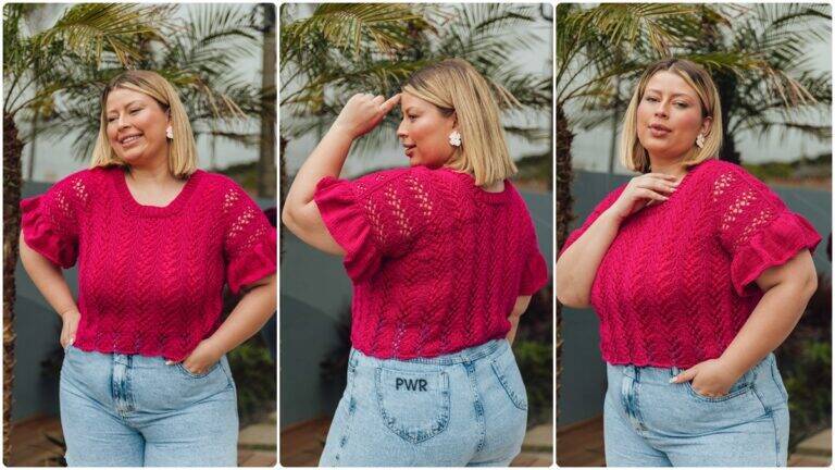 Blusa de Tricô Rendada: Peça Linda para o Seu Look!