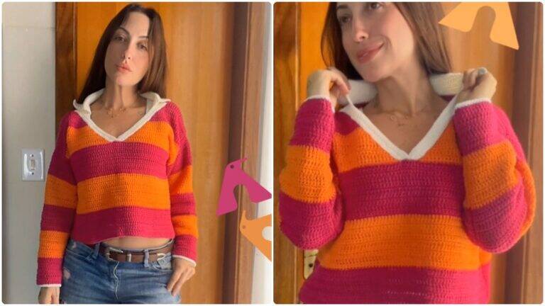 Camisa de Crochê Polo Retrô: Guia com Vídeo Aula!