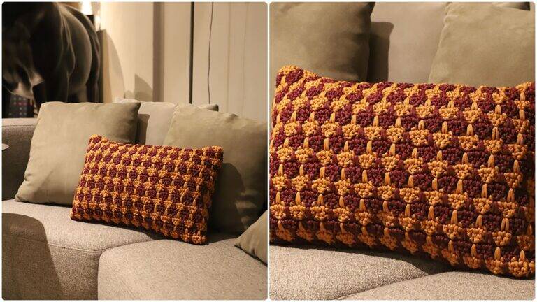 Capa de Almofada em Crochê Terracota: Elegante e Lindo!
