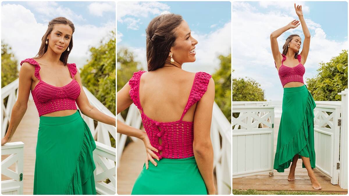 Cropped de Crochê Rosa-Choque: Charme para Qualquer Ocasião
