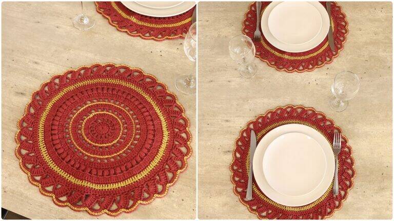 Sousplat de Crochê Marsala: Sofisticação para a Sua Mesa!