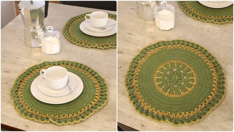 Sousplat de Crochê Militar: Mais Elegância na Sua Mesa!
