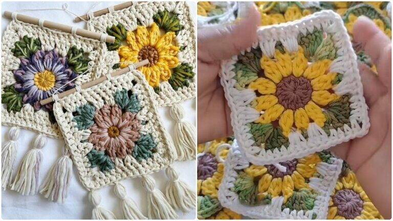 Squares de Crochê Floral: A Beleza em Módulos Que Encanta!