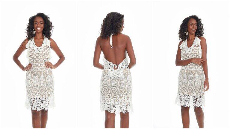 Vestido de Crochê Encanto Slim: Uma Peça Exclusiva e Linda!