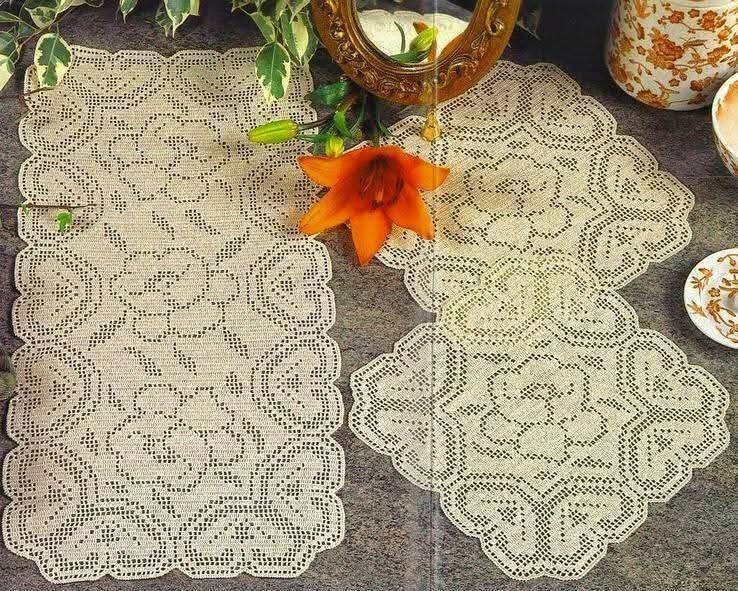 centros de mesa em crochê