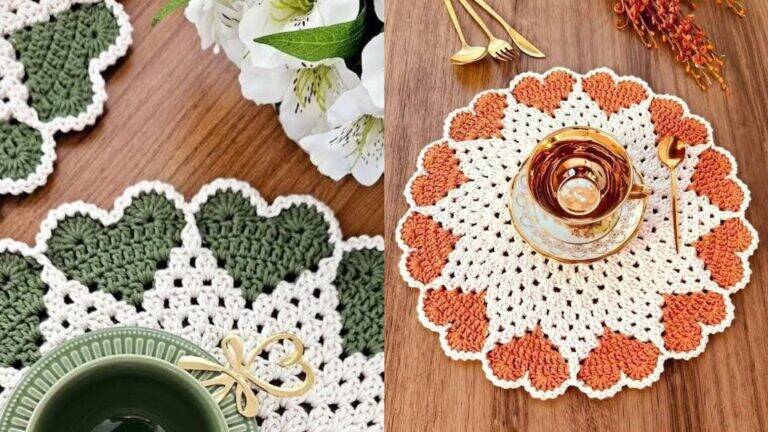 Sousplat de Coração em Crochê: Delicadeza e Amor à Mesa