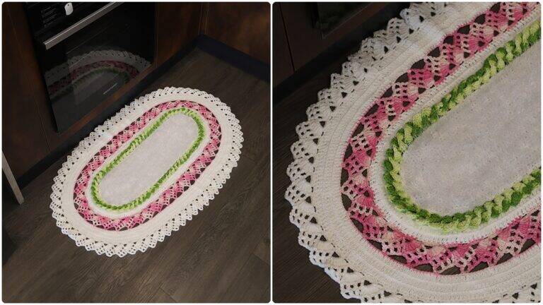 Tapete de Crochê Oval Bailarina: Charme para a Sua Decoração!