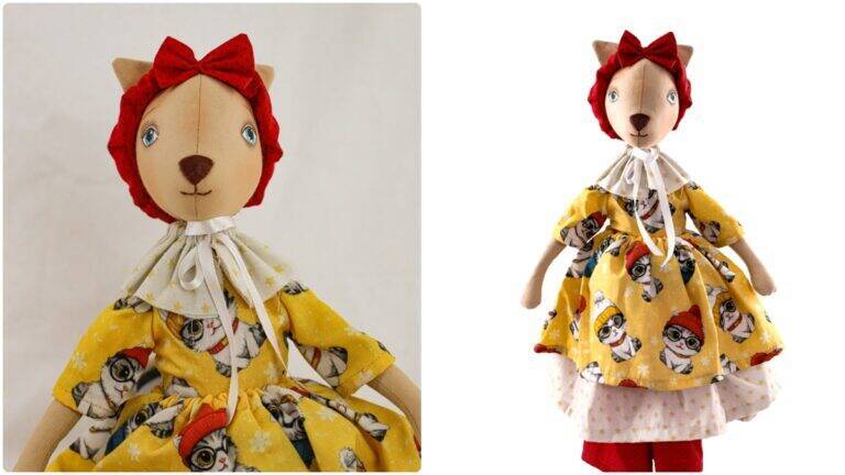 Gatinha Nina em Patchwork: Uma Boneca de Tecido Linda!