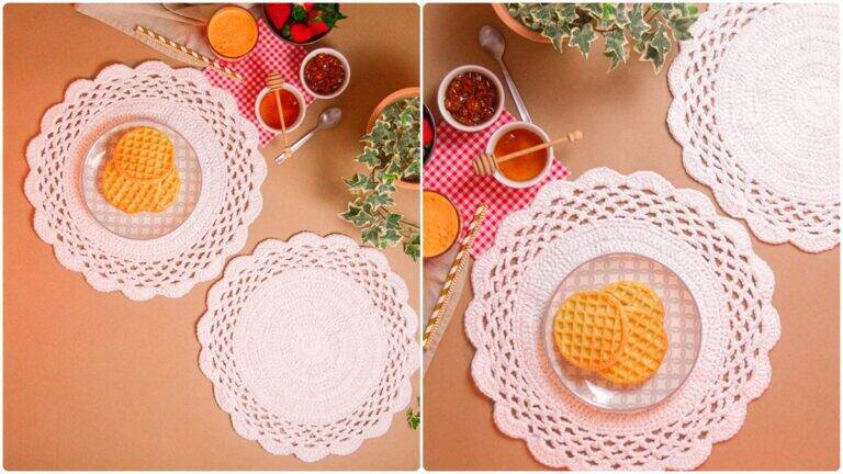 Jogo de Sousplat em Crochê Gesso: Encanto e Elegância!