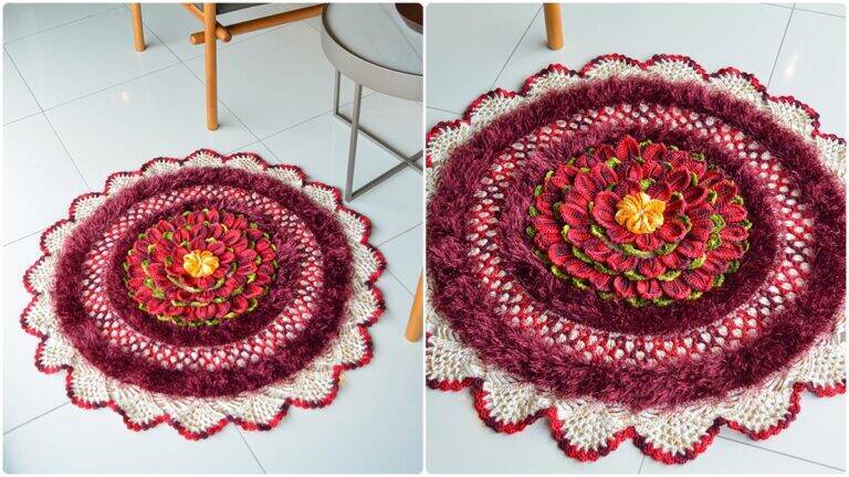 Tapete de Crochê Premium com Flores: Crie Uma Peça Exclusiva!