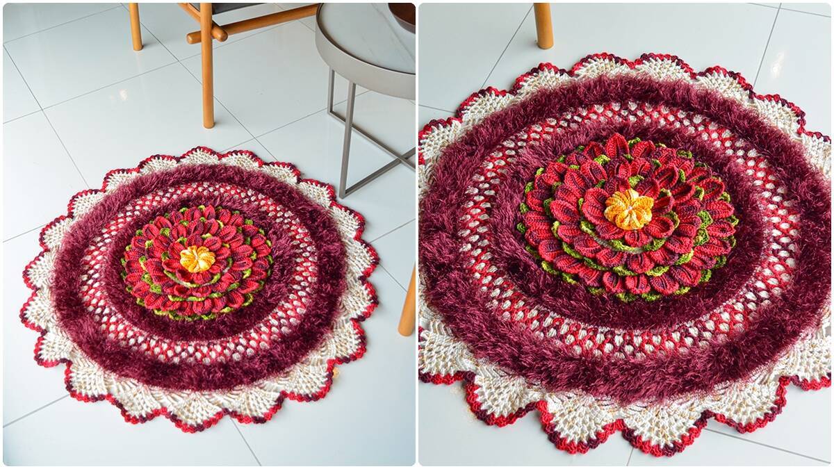 Tapete de Crochê Premium com Flores: Crie Uma Peça Exclusiva!
