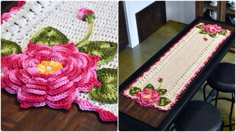 Trilho de Mesa em Crochê Ouro com Flores: Guia Completo!